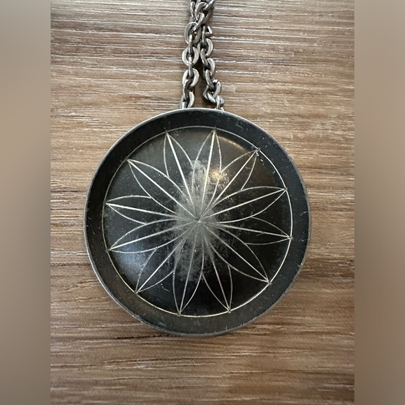 Vintage Jorgen Jensen Handmade Pewter Compass Pendant Necklace - Picture 1 of 6